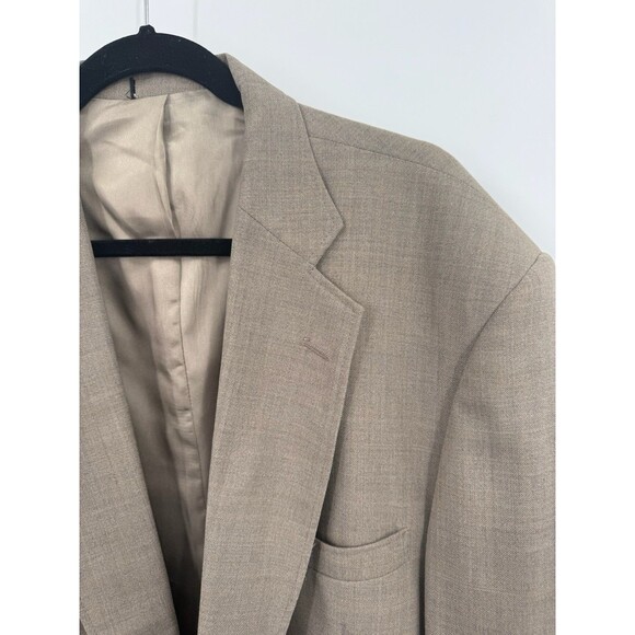 Stafford Blazer 48L Men's Tan Classic Wool Blend 2 Button Notch Collar Vent - Picture 2 of 9
